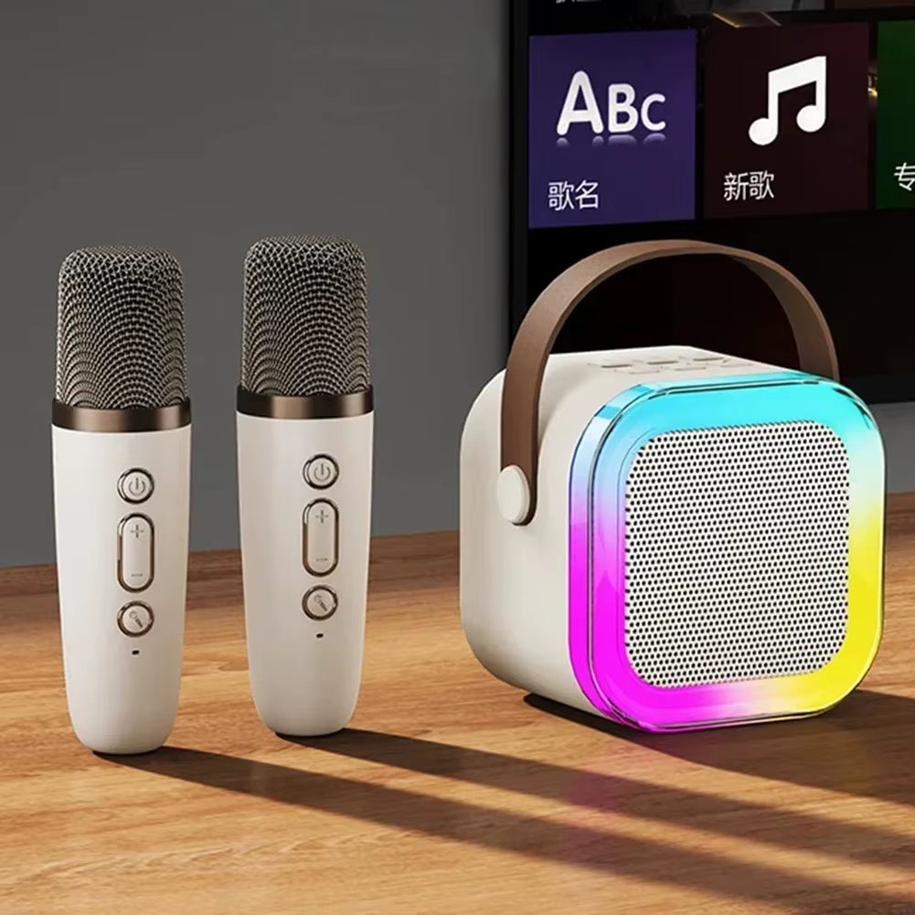 Hot K12 Bluetooth Speaker Portable Home Cute Karaoke Mini Wireless Audio with 1/2 Microphone K Song Family Singing Machine