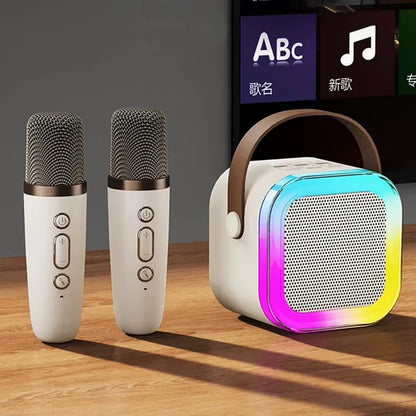 Hot K12 Bluetooth Speaker Portable Home Cute Karaoke Mini Wireless Audio with 1/2 Microphone K Song Family Singing Machine