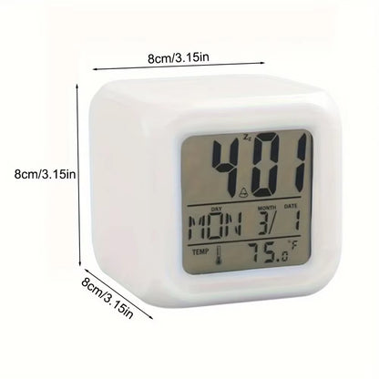1Pc Lovely Colorful Change Alarm Clock, Cube Alarm Clock, Creative Home Alarm Clock, Luminous Small Alarm Clock