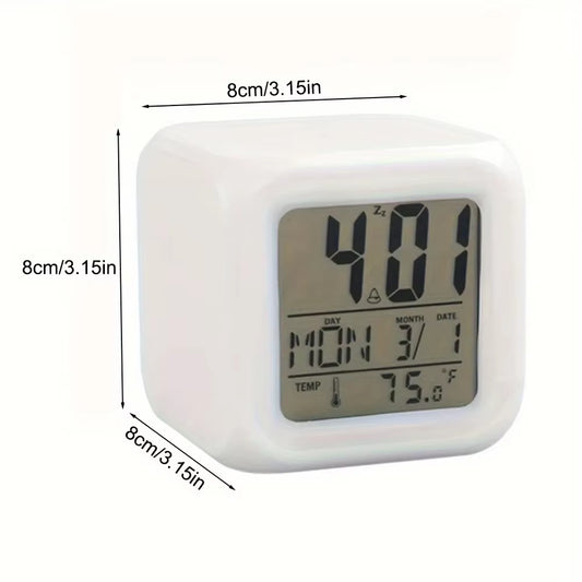 1Pc Lovely Colorful Change Alarm Clock, Cube Alarm Clock, Creative Home Alarm Clock, Luminous Small Alarm Clock