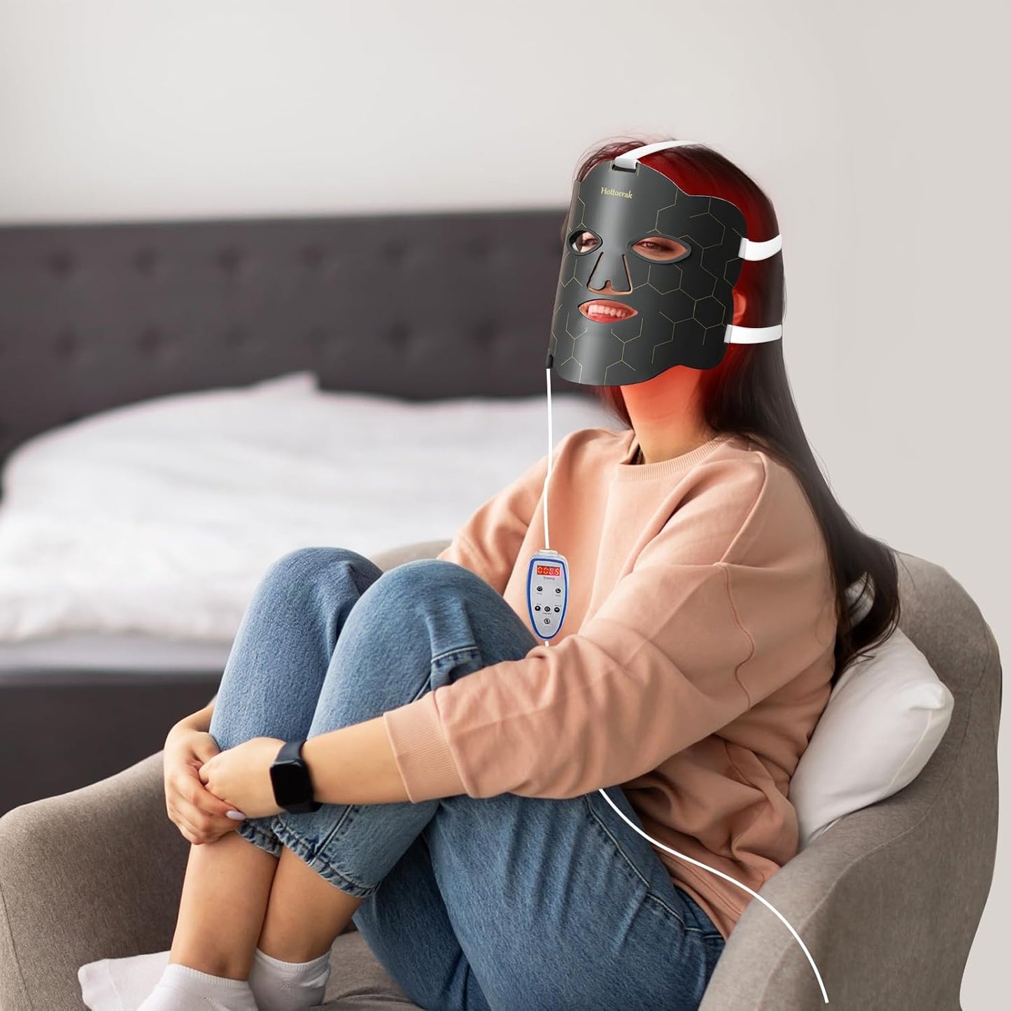 Red Light Therapy for Face, Portable and Soft LED Face Mask Light Therapy Suitable for Home or Travel