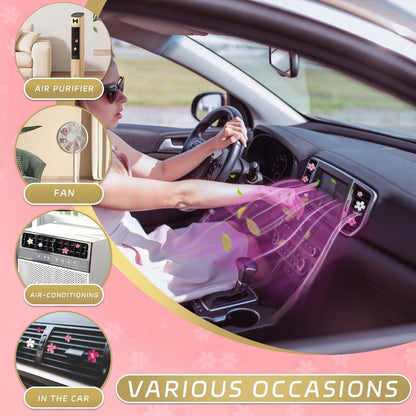 6 PCS Car Air Vent Clips Colorful Daisy Flower Car Air Freshener Clip Air Conditioning Outlet Clip for Car Interior Decoration Accessories (2 Size, White, Pink, Red)